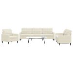 Set de canapele cu perne, 3 piese, crem, catifea GartenMobel Dekor
