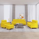 Set de canapele cu perne, 4 piese, galben deschis, textil GartenMobel Dekor