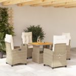 Set mobilier de grădină cu perne, 5 piese, bej, poliratan GartenMobel Dekor
