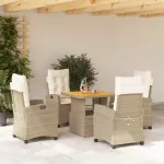 Set mobilier de grădină cu perne, 5 piese, bej, poliratan GartenMobel Dekor