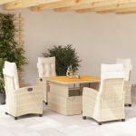 Set mobilier de grădină cu perne, 5 piese, bej, poliratan GartenMobel Dekor