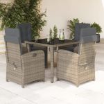 Set mobilier de grădină cu perne, 5 piese, gri, poliratan GartenMobel Dekor