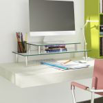 Suport de monitor cu 2 niveluri, transparent, sticlă GartenMobel Dekor