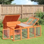 Cușcă pentru iepuri maro 144x123x67,5 cm din lemn masiv de pin GartenMobel Dekor