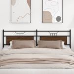 Tăblie de pat Stejar maro 193 cm Lemn și oțel prelucrat GartenMobel Dekor