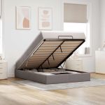 Cadru de pat otoman cu saltea Taupe 140x200cm Material GartenMobel Dekor