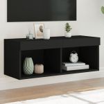 Comodă TV cu lumini LED, negru, 80x30x30 cm GartenMobel Dekor