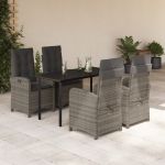 Set mobilier de grădină cu perne, 5 piese, gri, poliratan GartenMobel Dekor