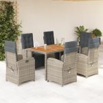 Set mobilier de grădină cu perne, 7 piese, gri, poliratan GartenMobel Dekor