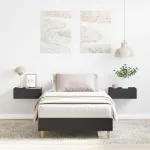 Cadru de pat fără saltea, negru, 100x200 cm, lemn prelucrat GartenMobel Dekor