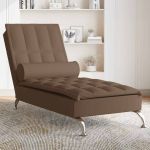 Șezlong de masaj cu sprijin, maro, material textil GartenMobel Dekor