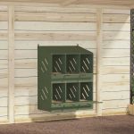 Cutie de pui cu 6 compartimente din metal verde măsline GartenMobel Dekor
