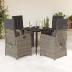 Set mobilier de grădină cu perne, 5 piese, gri, poliratan GartenMobel Dekor