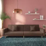 Canapea extensibilă cu 2 locuri, 2 perne, gri taupe, textil GartenMobel Dekor