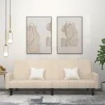 Canapea extensibilă cu 2 locuri, crem, catifea GartenMobel Dekor