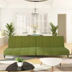 Canapea extensibilă cu 2 locuri, verde deschis, catifea GartenMobel Dekor