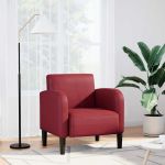 Canapea Scaun cu cotiere Vin Roșu 54 cm piele artificială GartenMobel Dekor
