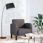 Canapea scaun cu cotiere gri 54 cm piele artificială GartenMobel Dekor