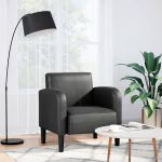 Canapea scaun cu cotiere negru 54 cm piele artificială GartenMobel Dekor