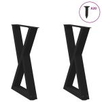 Picioare pentru masă 2 buc Negru 60x(72-73,3) cm Oțel GartenMobel Dekor