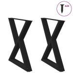 Picioare pentru masă 2 buc Negru 70x(72-73,3) cm Oțel GartenMobel Dekor