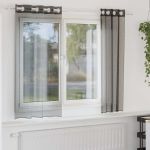 Perdele Voile cu Oeli 2 buc Negru 140x175 cm GartenMobel Dekor