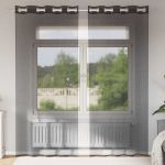Perdele Voile cu Oeli 2 buc Negru 140x225 cm GartenMobel Dekor