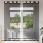Perdele Voile cu Oeli 2 buc Negru 140x245 cm GartenMobel Dekor