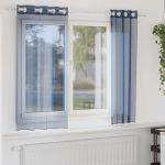 Perdele Voile cu Oelii 2 buc Albastru Regal GartenMobel Dekor