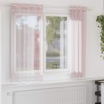 Perdele Voile cu Oelii 2 buc Roz deschis 140x140 cm GartenMobel Dekor