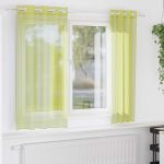 Perdele Voile cu Oelii 2 buc Verde măr 140x140 cm GartenMobel Dekor