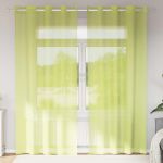 Perdele Voile cu Oelii 2 buc Verde măr 140x225 cm GartenMobel Dekor