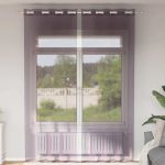 Perdele Voile cu Oelii 2 buc Violet 140x300 cm GartenMobel Dekor