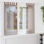 Perdele Voile cu buzunare pentru bare 2 buc Maro GartenMobel Dekor