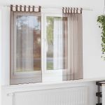 Perdele Voile cu buzunare pentru bare 2 buc Maro GartenMobel Dekor