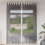 Perdele Voile cu buzunare pentru bare 2 buc Negru GartenMobel Dekor