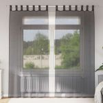 Perdele Voile cu buzunare pentru bare 2 buc Negru GartenMobel Dekor