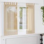 Perdele Voile cu buzunare pentru bare 2 buc Nisip GartenMobel Dekor