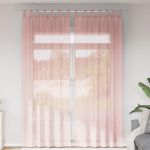 Perdele Voile cu buzunare pentru bare 2 buc Roz GartenMobel Dekor
