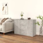Servantă, gri beton, 91x29,5x65 cm, lemn prelucrat GartenMobel Dekor