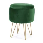 Taburet, rotund, cu spatiu depozitare, catifea, verde, max 90 kg, 35x35x45 cm, Lilli GartenVIP DiyLine