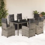 Set mobilier de grădină cu perne, 7 piese, gri, poliratan GartenMobel Dekor
