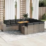Set mobilier de grădină cu perne, 10 piese, gri, poliratan GartenMobel Dekor