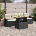 Set mobilier de grădină cu perne, 5 piese,poliratan/lemn acacia GartenMobel Dekor