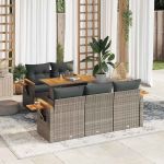 Set mobilier grădină cu perne 6 piese gri poliratan/lemn acacia GartenMobel Dekor