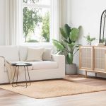Covor Shaggy Bej 160x160 cm Poliester GartenMobel Dekor