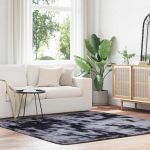 Covor Shaggy cu grădini înalte, gri închis 200x200 cm poliester GartenMobel Dekor