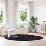 Covor Shaggy cu grădini înalte, negru, 240x240 cm, poliester GartenMobel Dekor