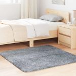 Covor shaggy cu grămadă înaltă gri argintiu 120x120cm poliester GartenMobel Dekor
