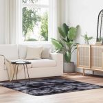 Covor shaggy cu grămadă mare gri închis 160x160 cm poliester GartenMobel Dekor